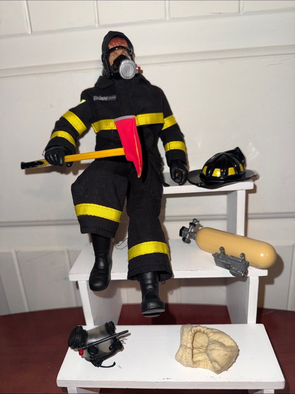 Black and Yellow Firefighter Action Figure with Accessories